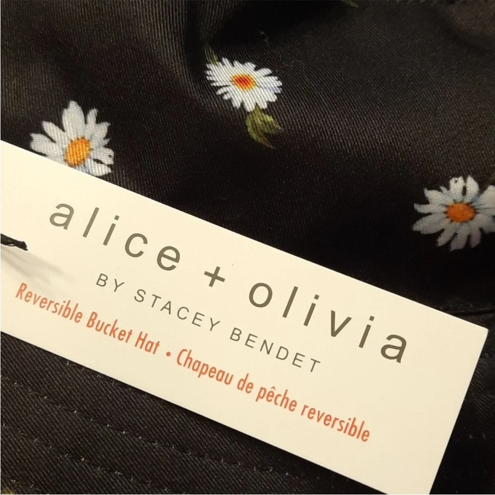 Alice + Olivia Reversible Bucket Floral Hat Black White Boho Festival Chic NEW